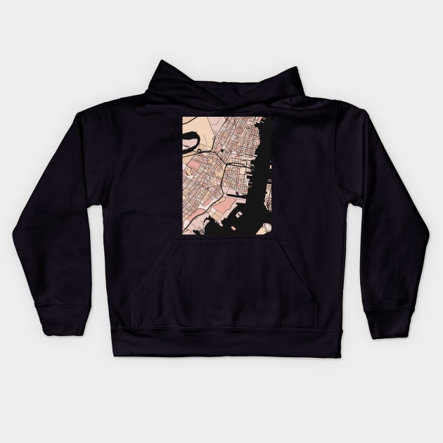 Jersey City Map Pattern in Soft Pink Pastels Kids Hoodie by PatternMaps